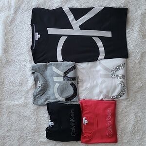 Calvin Klein Sweater Bundle Logo Rhinesones, Sequins Pullover Crewneck Womens XS